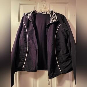 Kim Rogers Black Jacket And Pants Set with Zebra Print Lining